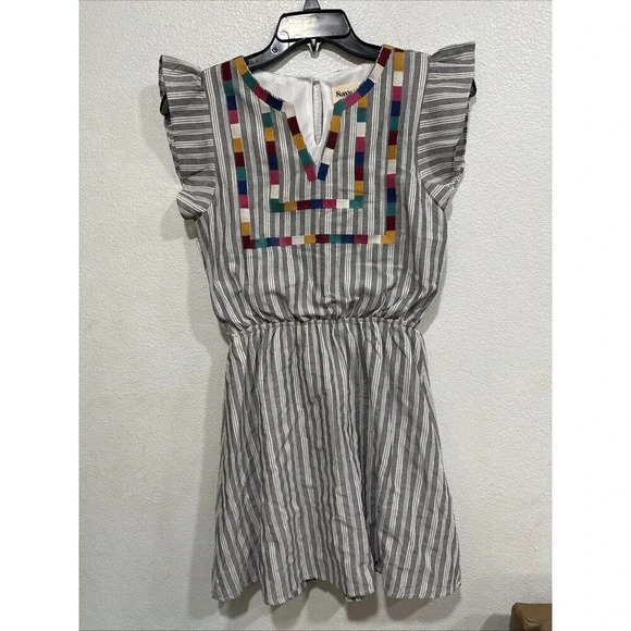 Savannah Jane Sleeveless Embroidered Midi Dress Size Small Euc Color Blocking ￼ - Picture 1 of 8